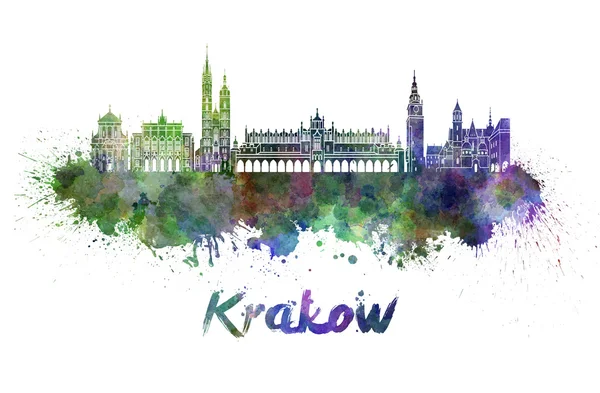 Panoramę Krakowa w akwarela — Zdjęcie stockowe