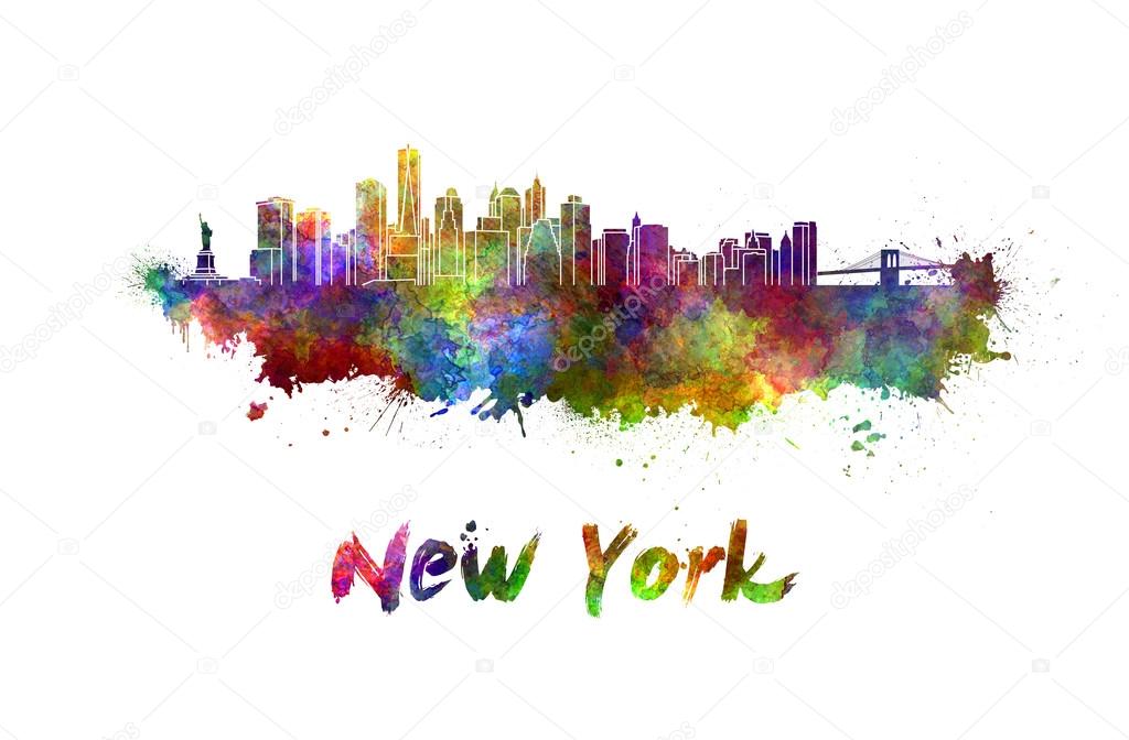 New York skyline in watercolor