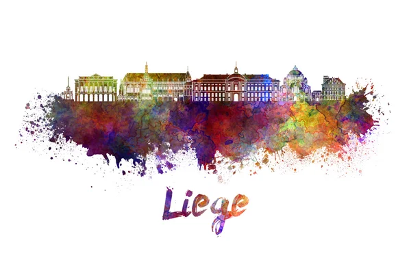 Liege skyline in watercolor — Stock Photo, Image
