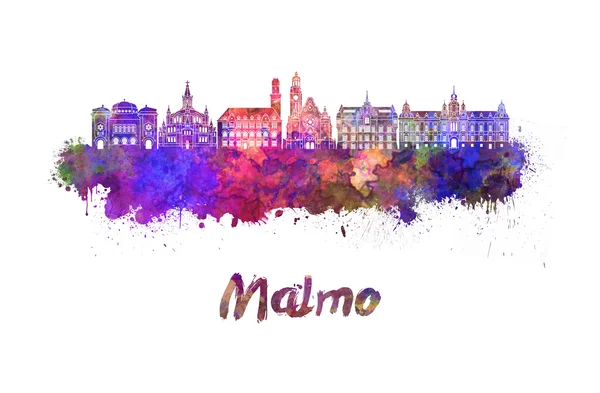 Skyline Malmo em aquarela — Fotografia de Stock