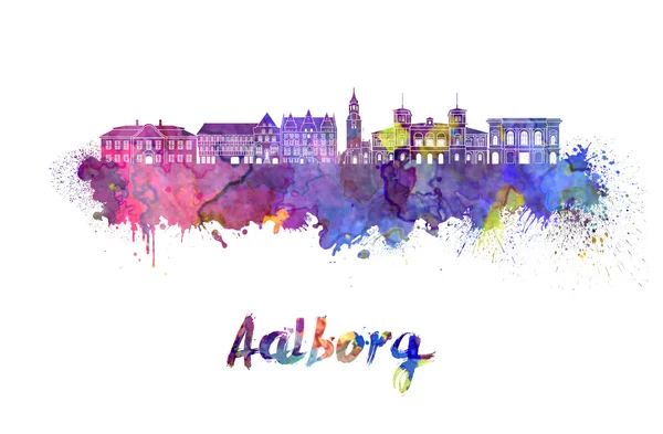 Panoramę miasta Aalborg w akwarela — Zdjęcie stockowe