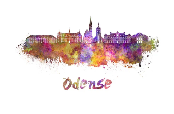 Skyline Odense em aquarela — Fotografia de Stock