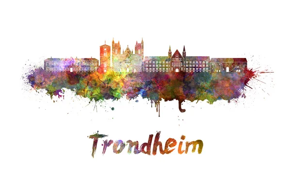 De skyline van Trondheim in aquarel — Stockfoto