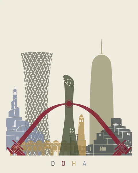 Doha skyline poster — Stockvector