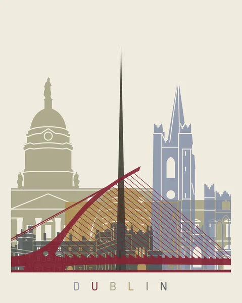 Дублін skyline плакат — стоковий вектор