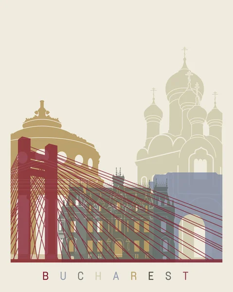 Affiche skyline Bucarest — Image vectorielle