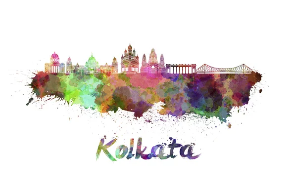 Kolkata silhuett i akvarell — Stockfoto