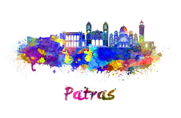 Patras skyline em aquarela — Fotografia de Stock