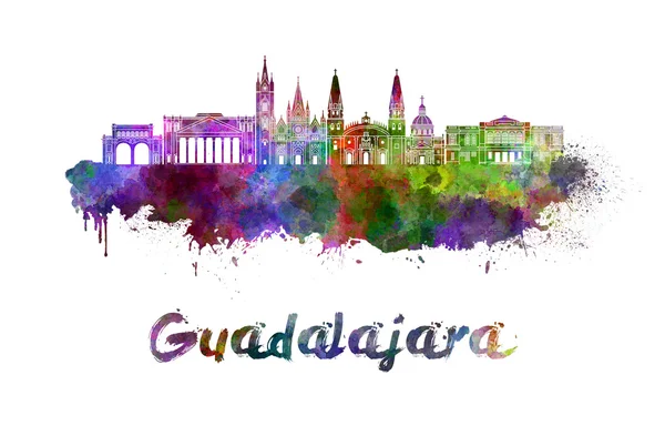 Panoramę miasta Guadalajara w akwarela — Zdjęcie stockowe