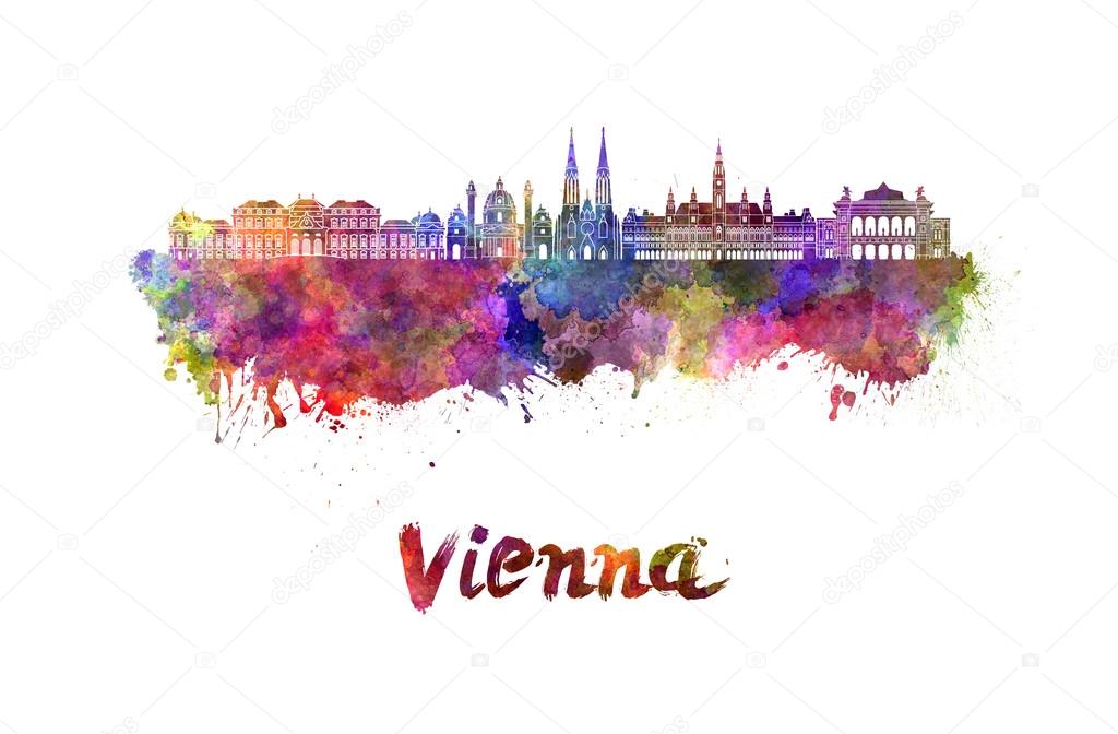 Vienna skyline in watercolor