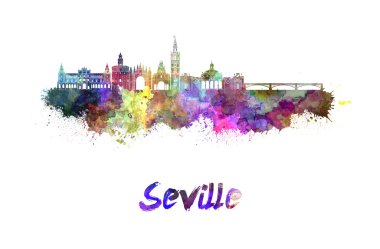 Seville manzarası içinde suluboya