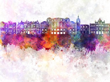 Bilbao manzarası suluboya arka planda