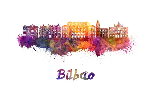 Bilbao skyline in watercolor — Stock Photo, Image