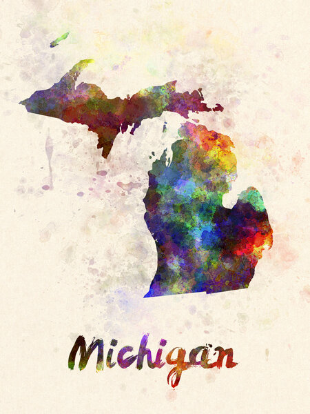 Michigan US state in watercolor
