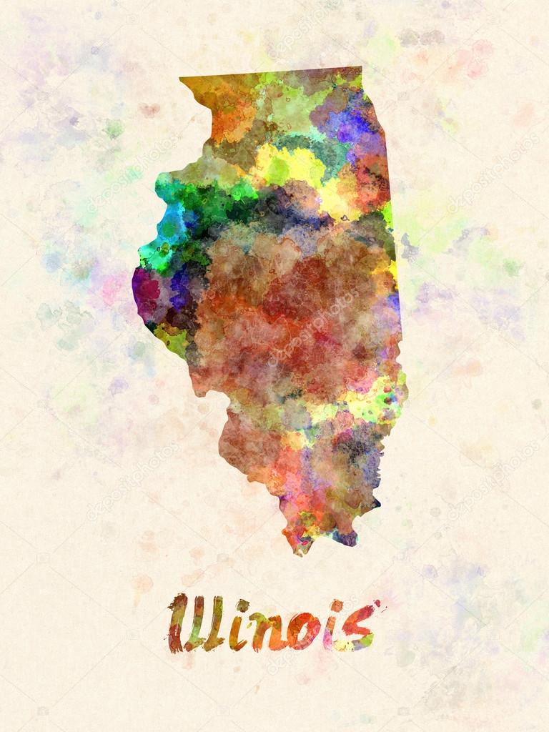 Illinois US state in watercolor