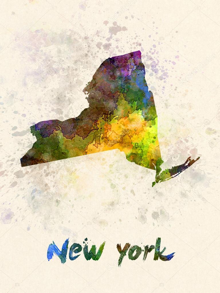 New York US state in watercolor