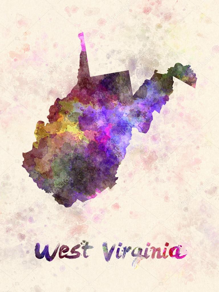 West Virginia US state in watercolor