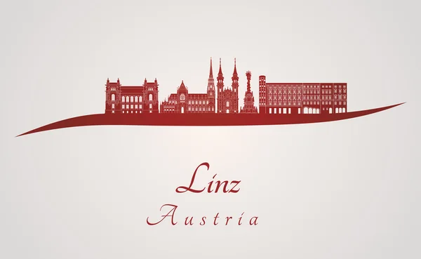 Linz skyline rood — Stockvector