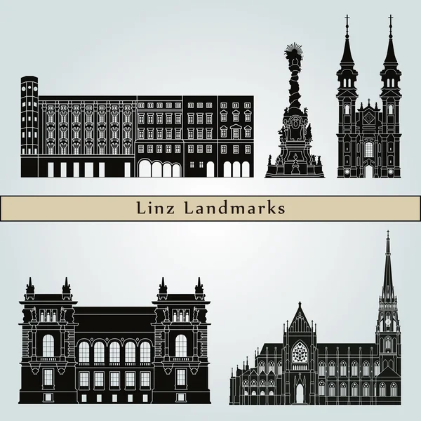Linz landmarks and monuments — Stock Vector
