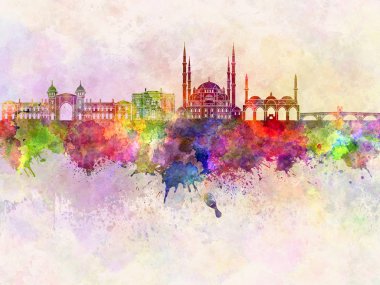 Edirne manzarası suluboya arka planda