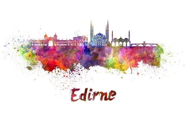 Skyline Edirne em aquarela — Fotografia de Stock