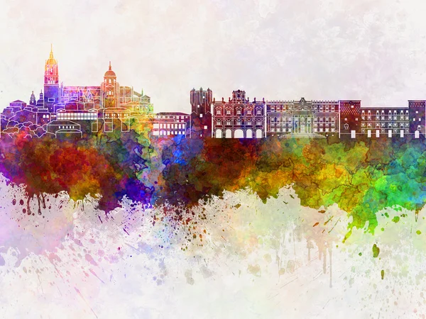 Salamanca skyline in watercolor background — Stock Photo, Image