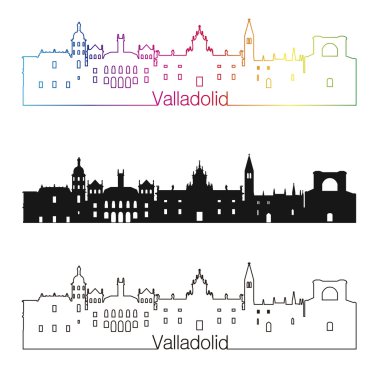 Valladolid skyline linear style with rainbow clipart