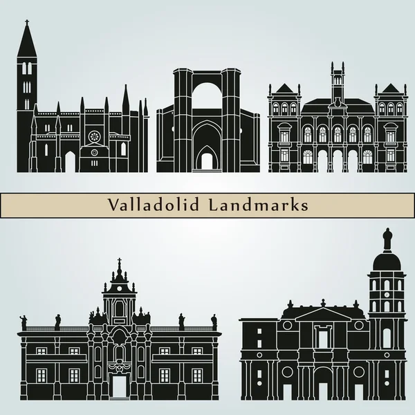 Wahrzeichen und Monumente von Valladolid — Stockvektor