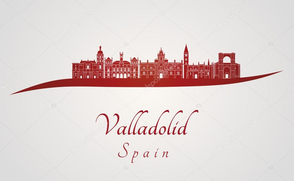 Valladolid skyline in red