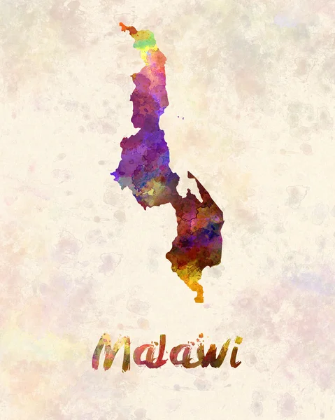 Malawi mapa em aquarela — Fotografia de Stock