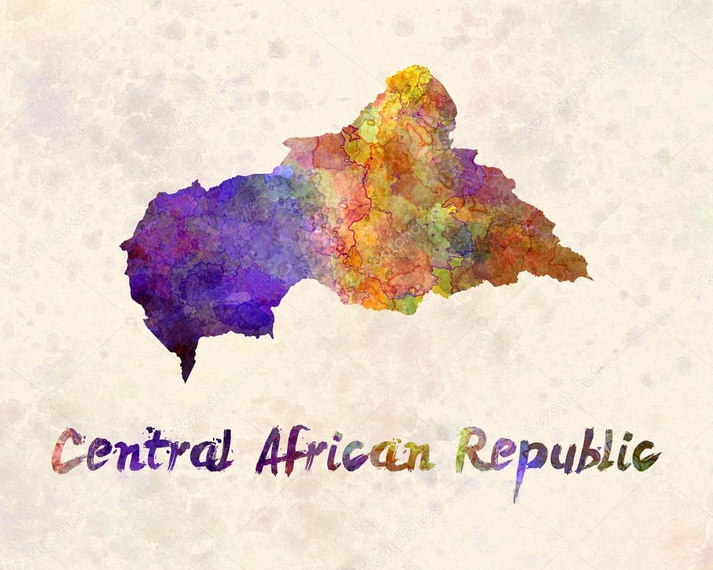 Central African Republic in watercolor