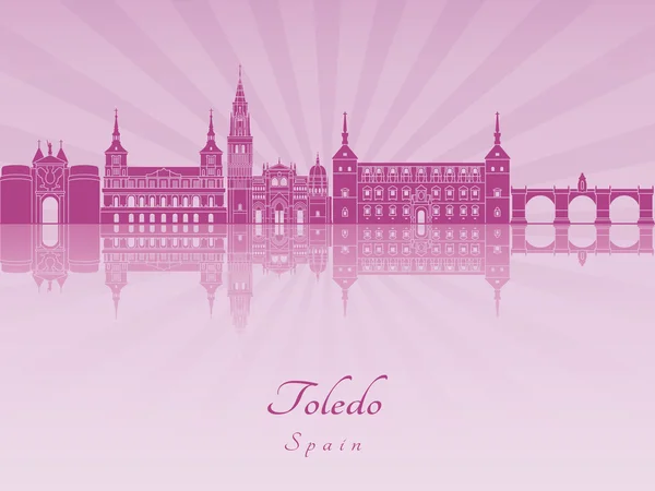 Toledo skyline in paarse stralende orchid — Stockvector