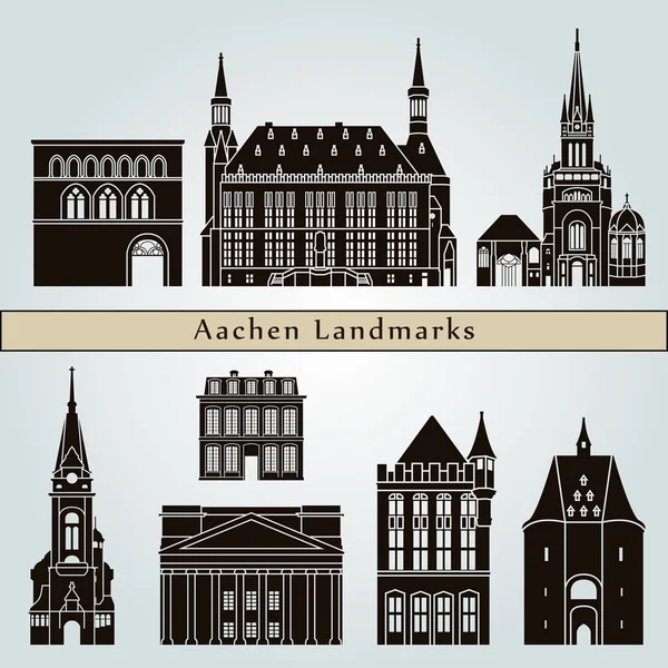 Aachen Wahrzeichen und Denkmäler — Stockvektor