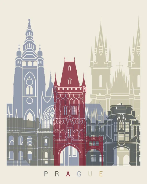 Praga skyline cartaz —  Vetores de Stock