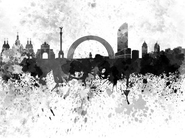 Kiev manzarası içinde beyaz arka plan üzerine suluboya