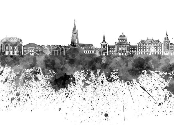 Bern skyline in black watercolor — Stock Photo, Image