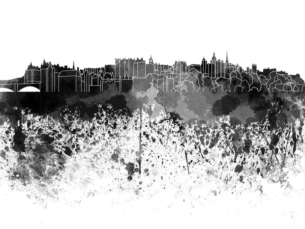De skyline van Edinburgh in zwarte aquarel — Stockfoto