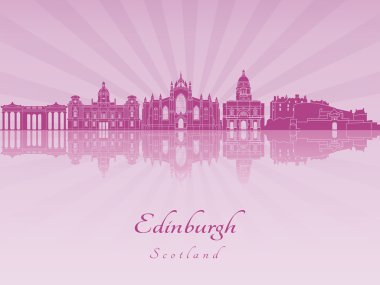 Edinburgh manzarası içinde mor parlak orkide