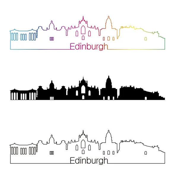 Edinburgh skyline lineaire stijl met regenboog — Stockvector