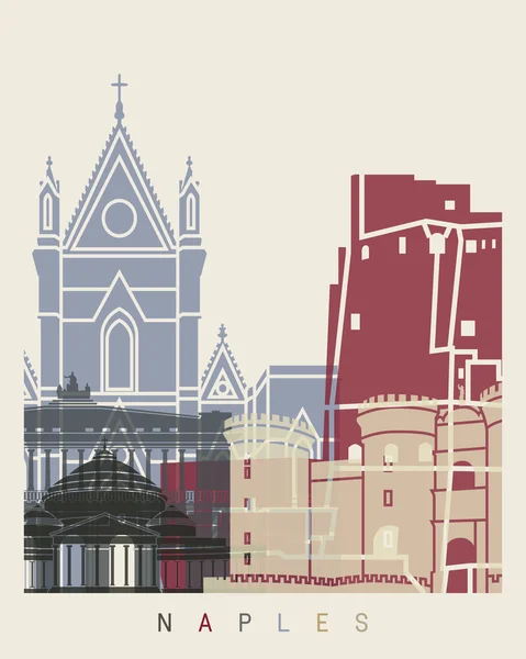 Afiche skyline Nápoles — Archivo Imágenes Vectoriales