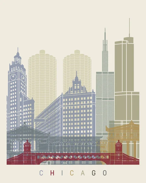 Chicago manzarası poster — Stok Vektör