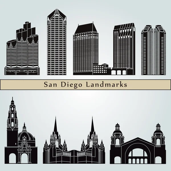 San Diego monumenti e monumenti — Vettoriale Stock