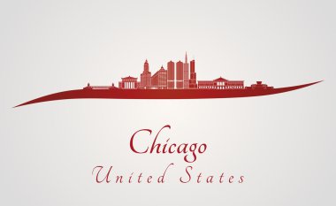 Chicago skyline kırmızı