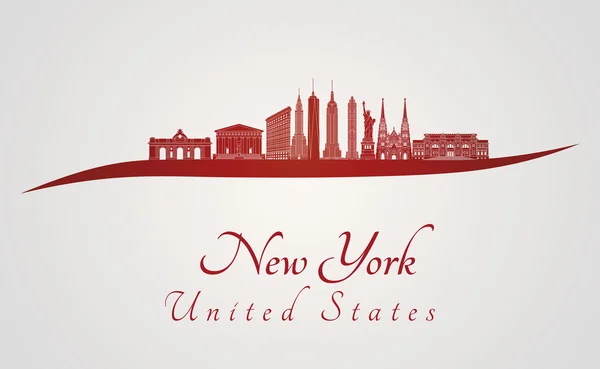 New York V3 skyline in red — Stock Vector