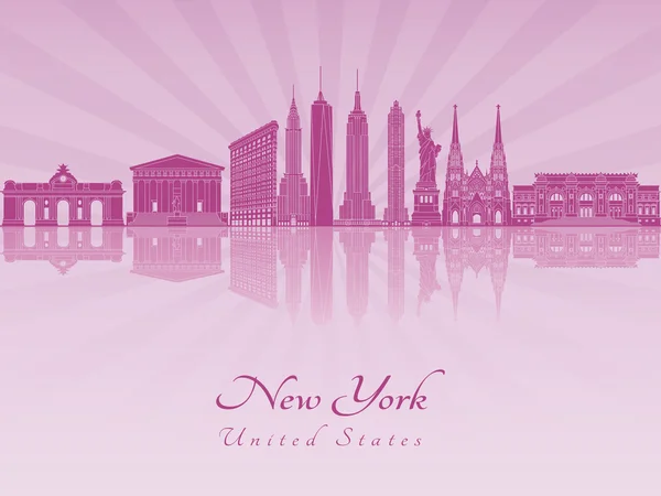New york v3 skyline in violett leuchtender Orchidee — Stockvektor