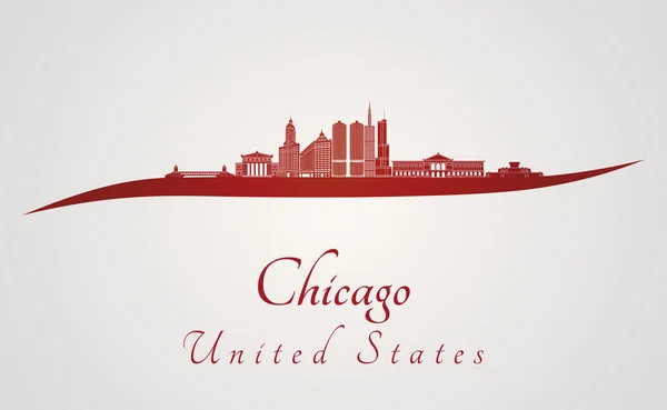 Chicago skyline en rouge — Image vectorielle