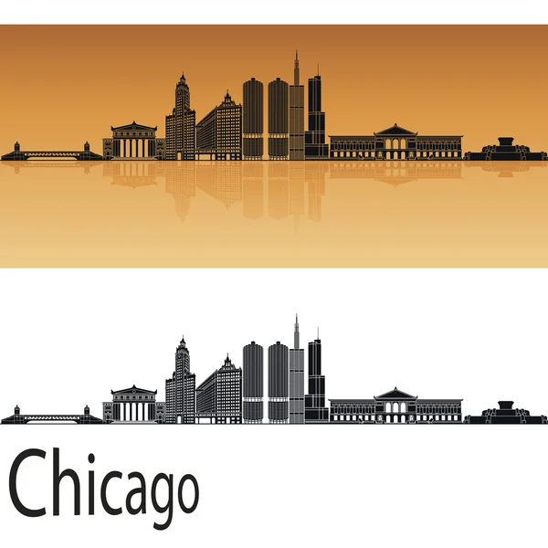 Chicago skyline em laranja — Vetor de Stock