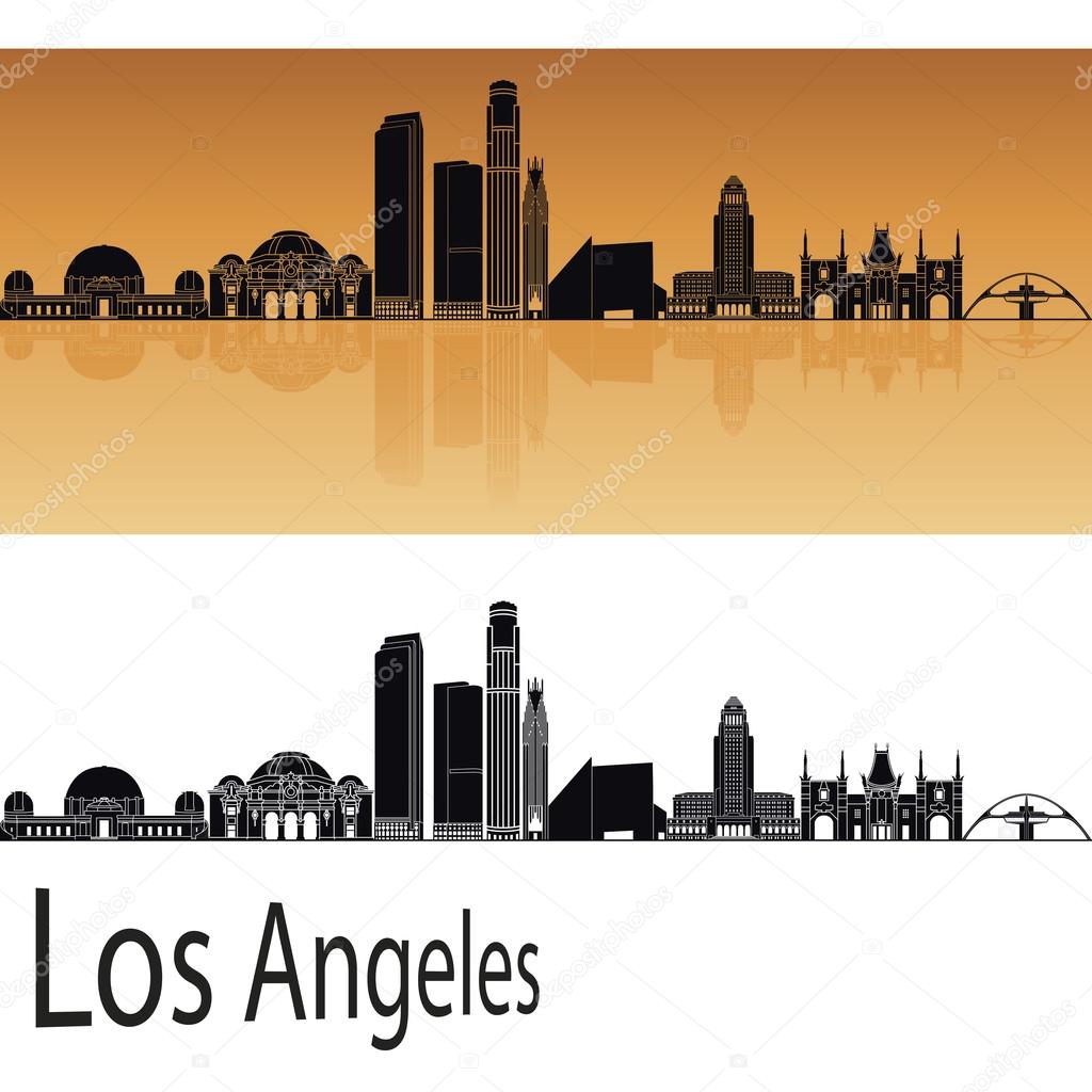 Los Angeles skyline in orange