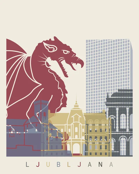 Ljubljana skyline poster — Stockvector