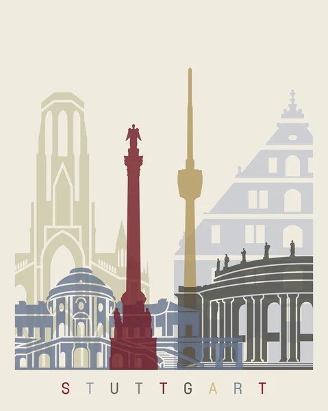 Stuttgart skyline poster — Stock Vector